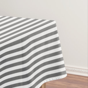 White and Gray Stripe Tablecloth