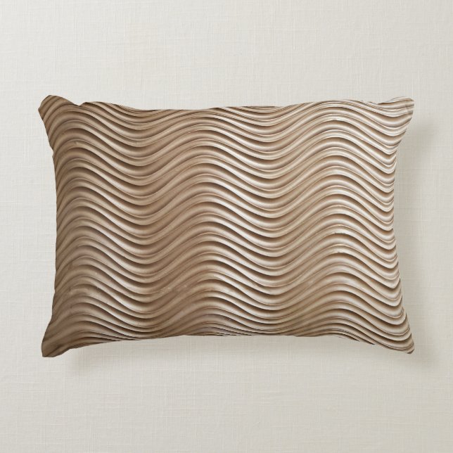 White and gray striped textile accent pillow (Front)