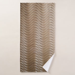 White and gray striped textile bath towel