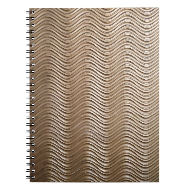 White and gray striped textile notebook (Front)