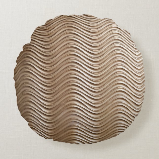 White and gray striped textile round pillow (Front)