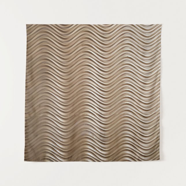 White and gray striped textile tapestry (Front)