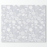 Dusty Blue Navy Champagne Ivory Floral Wedding Wrapping Paper
