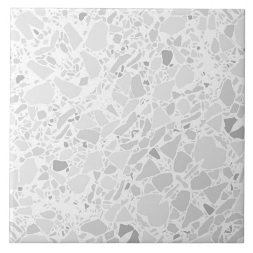 White and Gray Terrazzo Modern Simple Tile