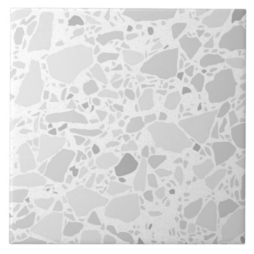 White and Gray Terrazzo Modern Simple Tile