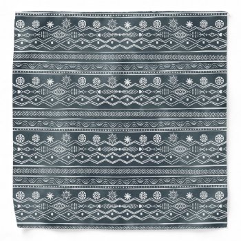 White And Gray Tribal Doodling Design Bandana by Trendy_arT at Zazzle