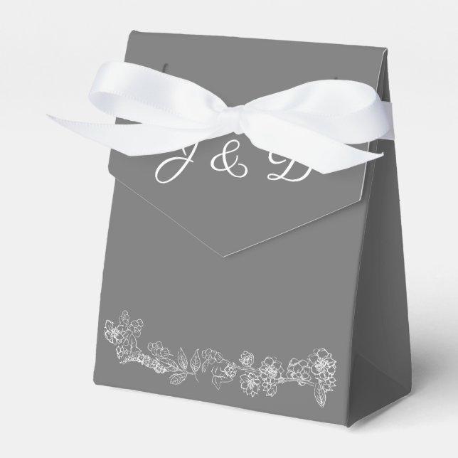 White and Gray Wedding Favor Boxes (Front Side)