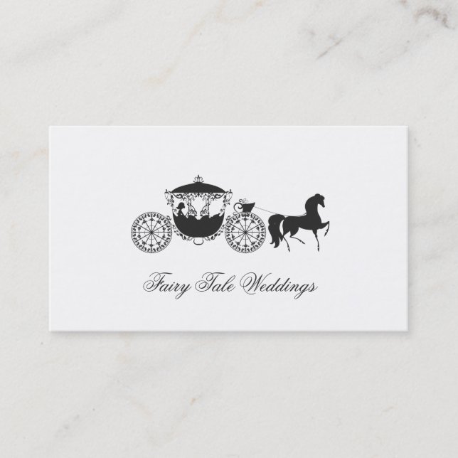 White And Gray Wedding Horse & Carriage Business Card (Front)