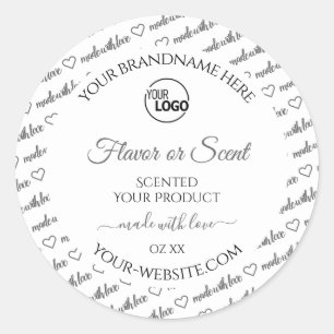 White and Gray Word Cloud Product Labels with Logo