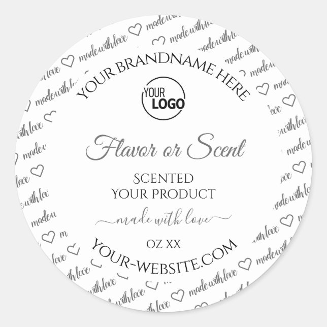 White and Gray Word Cloud Product Labels with Logo (Front)