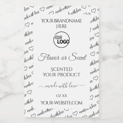 White and Gray Word Cloud Product Labels with Logo