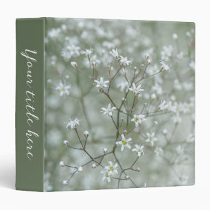 White And Green Botanical Flower Nature Photo 3 Ring Binder