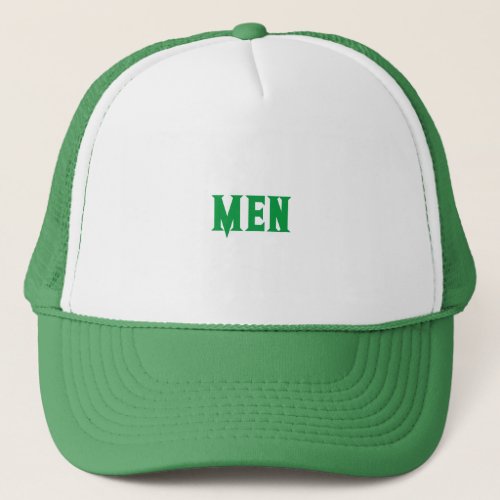 White and Green Color MEN Text with Handsome Mens Trucker Hat