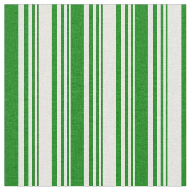 White and Green Colored Lined Pattern Fabric (Close Up)