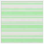 [ Thumbnail: White and Green Colored Stripes/Lines Pattern Fabric ]