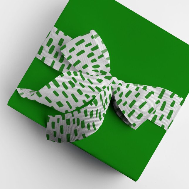 White and Green Dashing Dots Grosgrain Ribbon (Green on white dashing dots ribbon.)