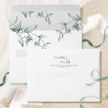 White and Green Elegant Modern Floral Wedding Envelope<br><div class="desc">Elegant white wedding envelope with a delicate botanical pattern in green tones. Design coordinating our "Modern Elegant Typography Green Wedding" collection invites. Envelope with elegant modern couple's names with an ampersand on the back top flap. Delight your guests as they open the envelope to find exquisite fine hand-drawn floral designs...</div>