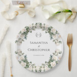 White and Green Floral Wedding  Paper Plates