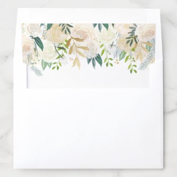 White And Green Floral With Gold Accents Envelope Liner by lemontreeweddings at Zazzle