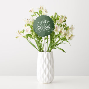 White and Green Flourish Rose Balloon