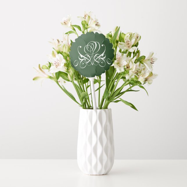 White and Green Flourish Rose Balloon (Vase)