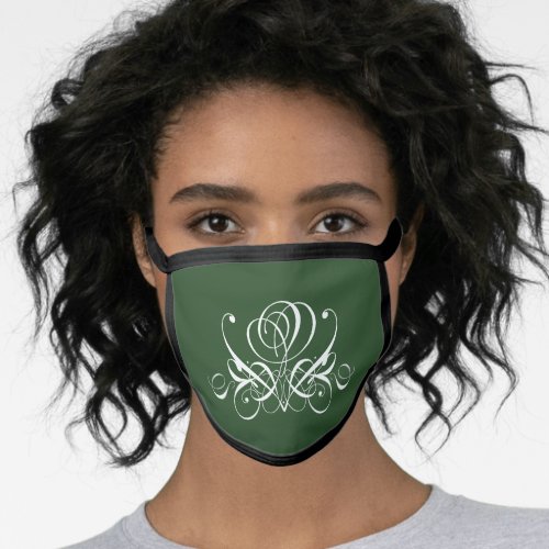 White and Green Flourish Rose Face Mask