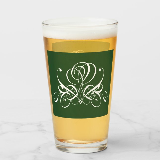 White and Green Flourish Rose Glass (Back Filled)