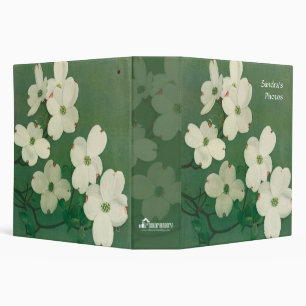 White and Green Flowers 2 inch Binder