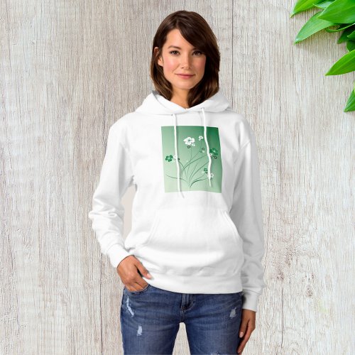 White And Green Flowers Hoodie