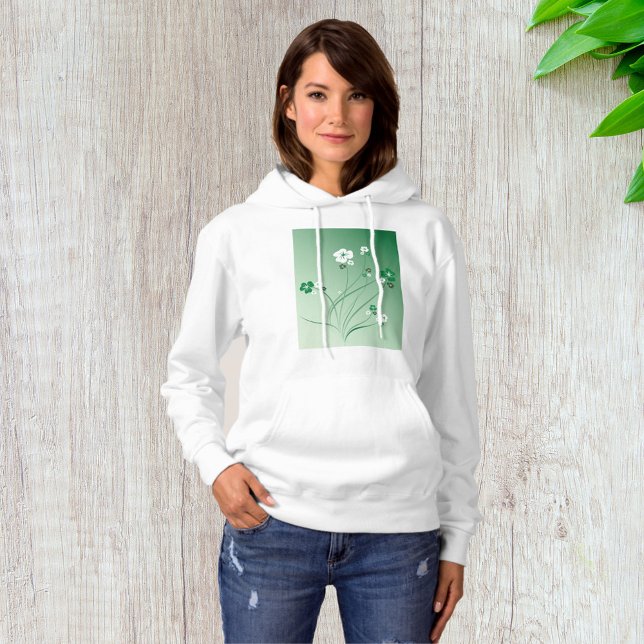 White And Green Flowers Hoodie (Creator Uploaded)