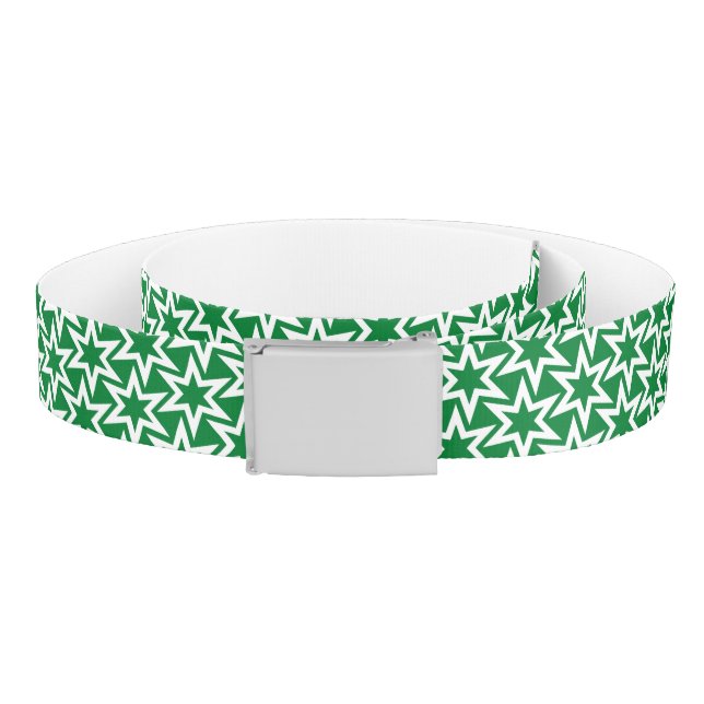 White and Green Geometric Star Pattern Belt (Coil)