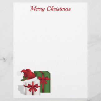 White And Green Gift Boxes With A Santa Hat Letterhead