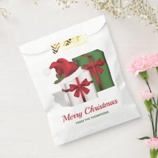 White And Green Gift Boxes With Custom Text Favor Bag