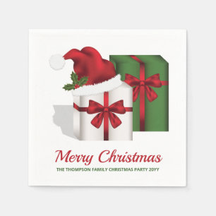 White And Green Gift Boxes With Custom Text Napkins