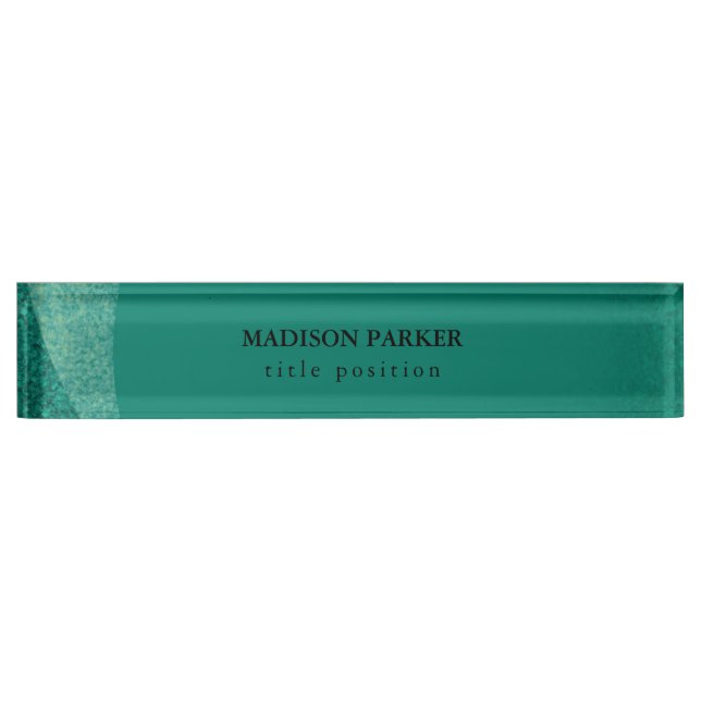 White and Green Glitter  Desk Name Plate (Front)
