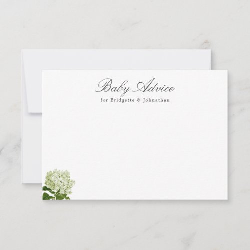 White and Green Hydrangea Baby Advice RSVP Card