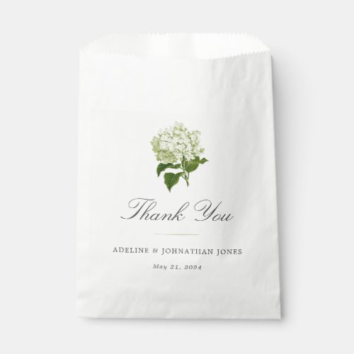 White and Green Hydrangea Elegant Favor Bag