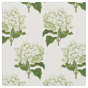 White And Green Hydrangea Flower Pattern Fabric by 2BirdStone at Zazzle
