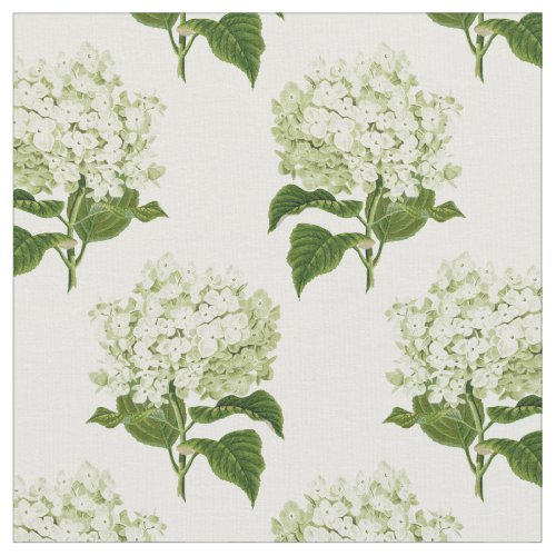 White and Green Hydrangea Flower Pattern Fabric