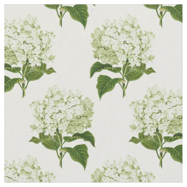Green Hydrangea Pattern White and Green Hydrangea Flower Pattern Fabric | Zazzle