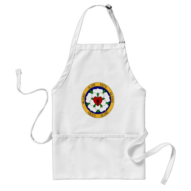 White And Green Luther Rose Adult Apron (Front)