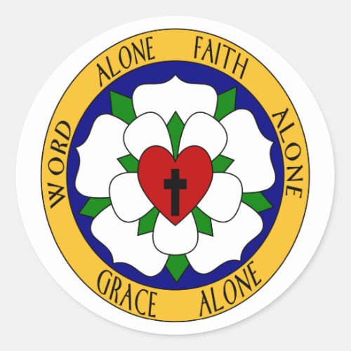 White And Green Luther Rose Classic Round Sticker