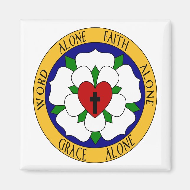 White And Green Luther Rose Magnet (Front)