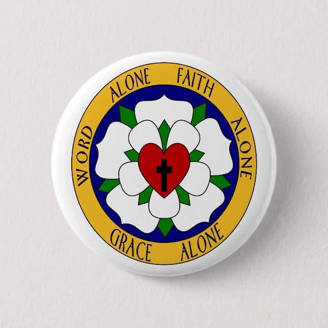 White And Green Luther Rose Pinback Button (Front)
