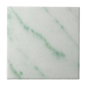 White and Green Maraschino Marble Print Ceramic Tile