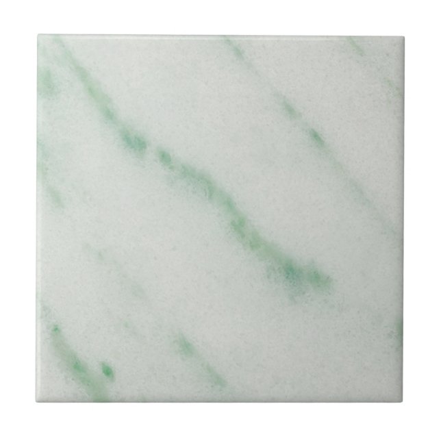 White and Green Maraschino Marble Print Ceramic Tile (Front)