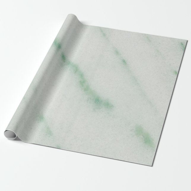 White and Green Marble Wrapping Paper (Unrolled)