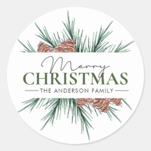 White and Green Minimalist Classic Round Sticker