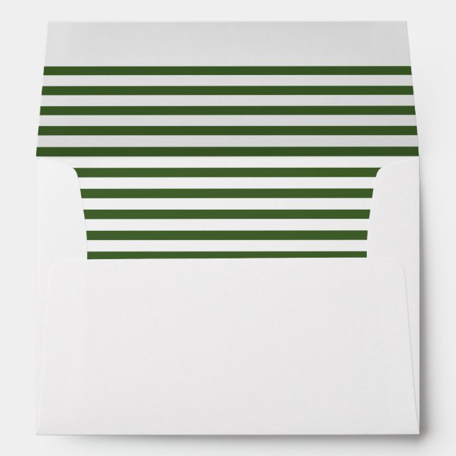 White and Green Modern Pinstripes Pattern II Envelope (Back (Bottom))