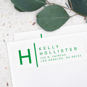 White and Green Modern Return Address Label